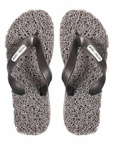 Chinelo Masculino Casual Conforto ideal para pessoas diagnosticadas com Fascite Plantar, esporão de calcâneo, Hiperidrose Plantar e Neuroma de Morton, massageador para seus pés e além disso, dá a sensação de estar pisando em um tapete leve e macio. (Cinza, 41/42, BR, Adulto, Faixa Numérico, 41, 42)