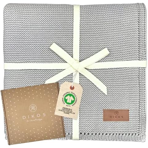 DIKOS® Babydecke grau aus *100%* GOTS Bio Baumwolle für Sommer atmungsaktiv Neugeborenen Baby Decke Cover