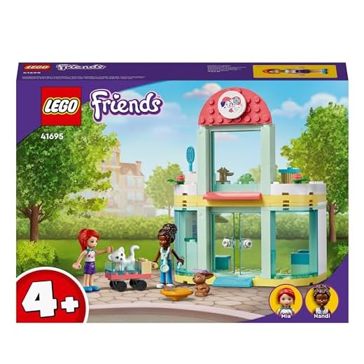 LEGO 41695 Friends Clínica de Mascotas, Juguete para Niños y Niñas 4 Años con Mini Muñeca y Figuras de Gatito y Conejito