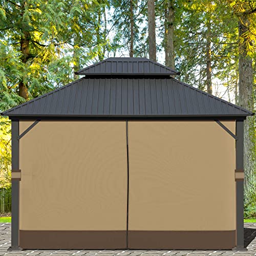 Aoodor 10' X 13' Gazebo Curtain Set Protecting Privacy Side Walls 4 Panels (Curtain Only) #TOP6