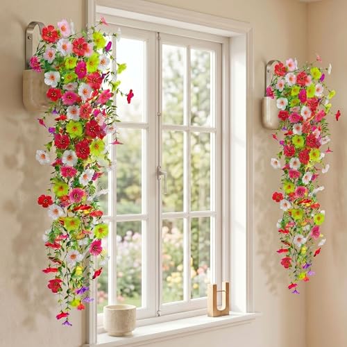 Image of Dekorly 75CM Lifelike Artificial Eucalyptus Vine with Daisy Flowers (Pack of 2) | Premium Hanging Floral Creeper for Home & Balcony Decor (Daisy Flower Vines, 75CM)