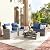 VONZOY Wicker Patio Furniture Set, 4 Piece Outdoor Sectional Sofa Sets, Gray PE Rattan Patio Conversation Set for Balcony, Porch, Navy