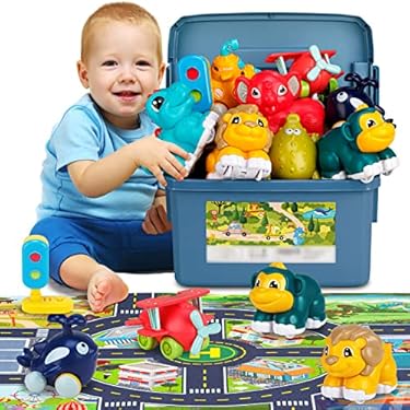 AMAZON - ALASOU 9 Sets Animal Car Toys with Playmat/Storage Box|Baby Toys 12-18 Months|Toys for 1 2 3 Year Old Boy|1st Birthday Gifts for Infant Toddlers