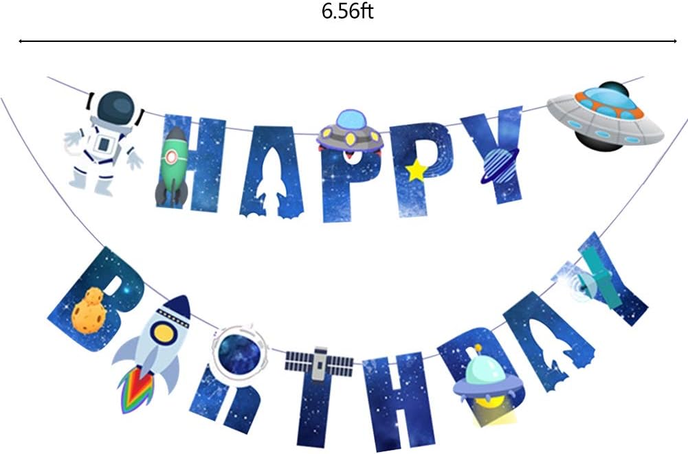 Rainmae Outer Space Solar System Hanging Decoration(30Pack), Universe Space Themed Happy Birthday Banner Outer Space Whirls Hanging Swirl for Kids, Space, Solar System, Planets Baby Shower, Birthday Party Accessory & Decoration