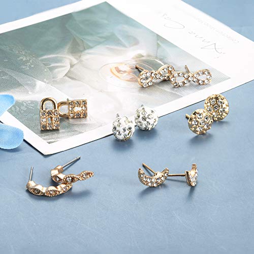 Lolias 93 Pairs Assorted Multiple Stud Earrings Set For Women Cute Simple Faux Pearl Hoop Earrings Bar Moon Star Cz Stud Earring Jewelry,Gold Tone #TOP4