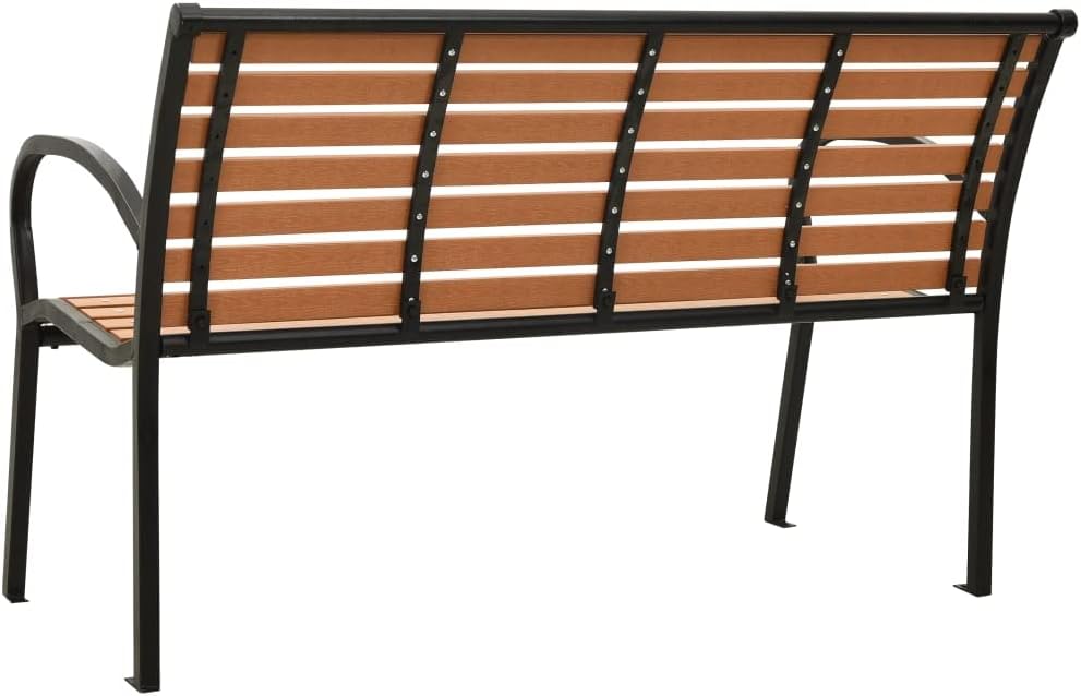 Patio Bench,Poolside Bench,Camping Bench,Backyard Bench,Retro Style,Street Bench,Outdoor Bench,for Garden,Porch,Park,Front Door,Balcony,Outdoor,Lawn,49.2" Steel and WPC Black and Brown