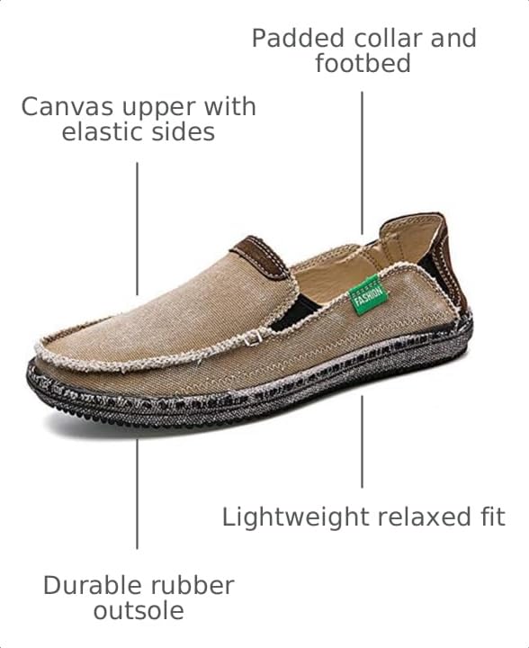 Image of CASMAG Men's Casual Cloth Shoes Canvas Slip on Loafers Vintage Boat Shoes