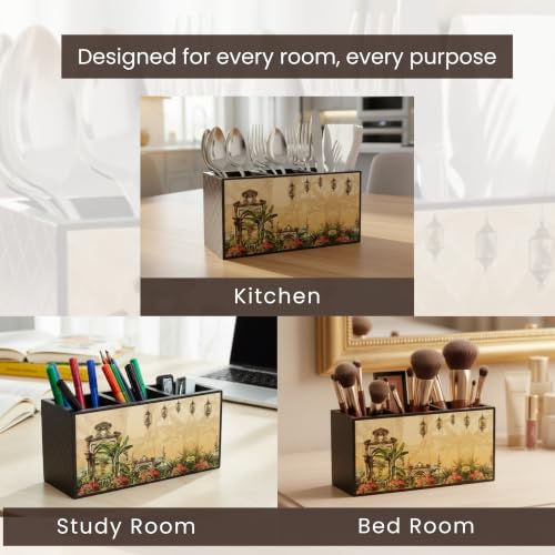Image of Home Sparkle Tissue Paper Box Holder for Car, Home Decor, Gifting & Office Desk - Rectangular MDF with Elegant Vinyl Print Design - Red Finish (B13V48)