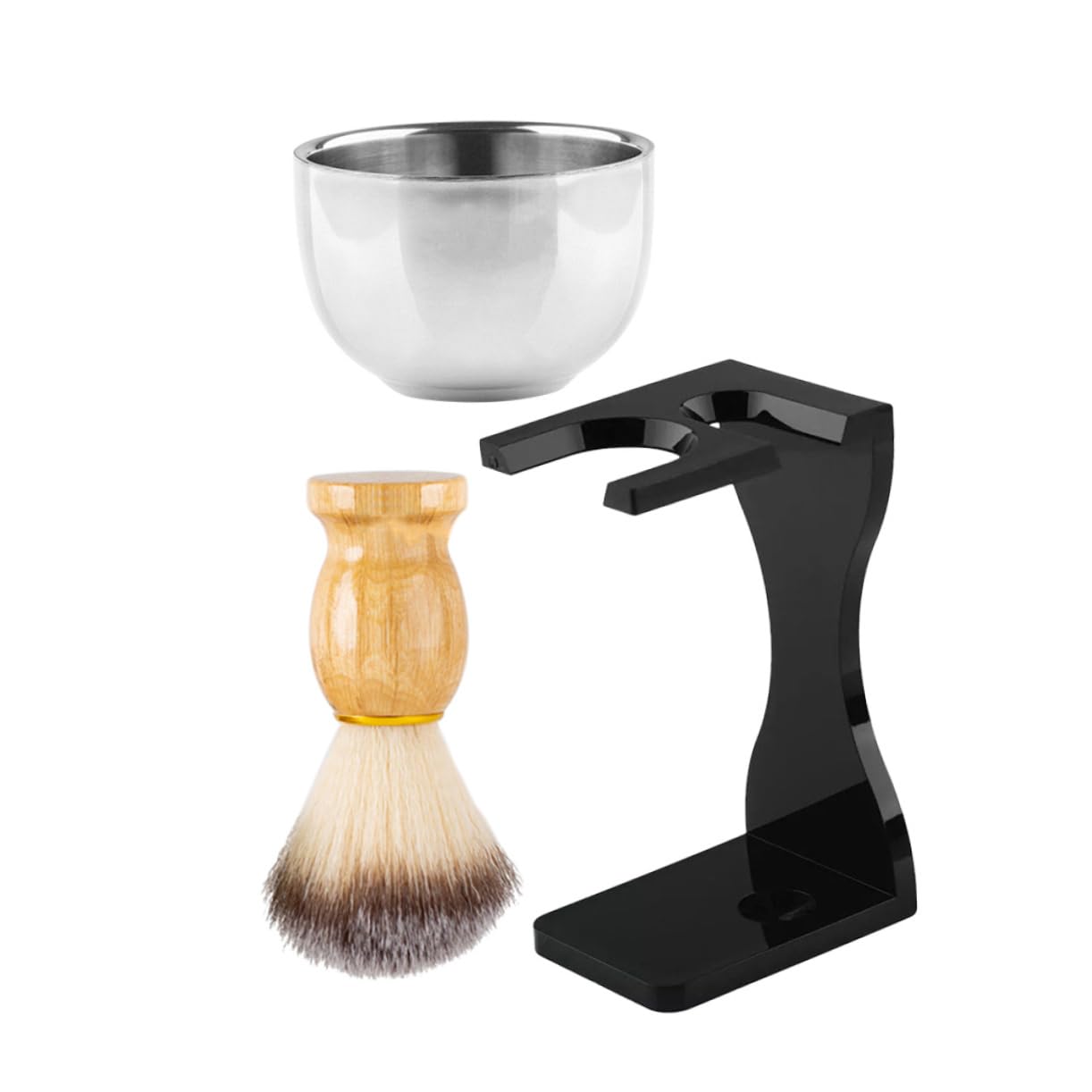 minkissy Men's Shaving Suite 3pcs Shaving Brush and Bowl Metal Cup Portable Shaving Cup for Daily Use