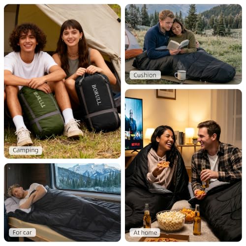 Bolsas de Dormir Dobles para Adultos Camping con 2 Almohadas Tamaño Queen miniatura 2