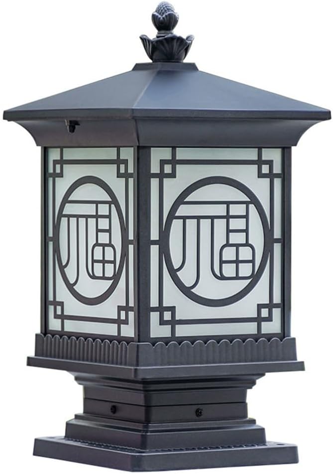 YGZPALH Outdoor Waterproof Fence Pillar Lamp Traditional Square Yard Column Lamp Classical Vintage Post Cap Light Chinese Style Column Cap Lamp for Garden Yard Deck E26 Fixture