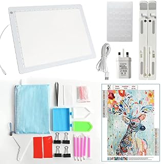 YINGWOND Diamond Painting Accessories and Tools, A3 Light Pad and Stand, Reindeer Diamond Painting Kits for Adults, Diamond Painting Tools Bag