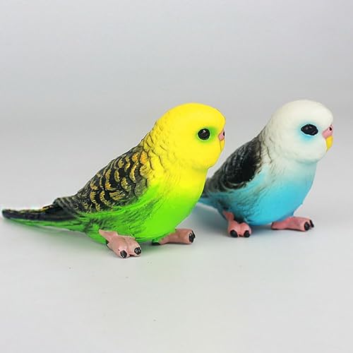 Miniatura 6 de LOGOFUN 2 figuras de pájaros de simulación de plástico para periquitos, modelo de estatua de jardín de vida silvestre (verde + azul) - 3.14 x 1.26 x