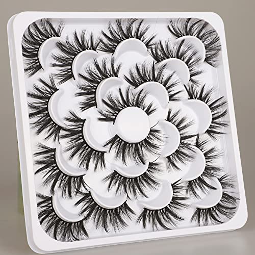 FANXITON False Eyelashes 20MM Long Fluffy Lashes 3D Volume Faux Mink Lashes Pack 10 Pairs