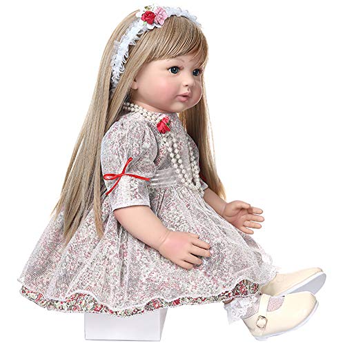 YIHANGG 60cm Hochwertige Sammlerpuppe Kleinkind Mädchen Prinzessin Wiedergeborene Puppe Mit Ultralangen Blonden Haaren Puppe Handgemachte Puppe – Bild 4
