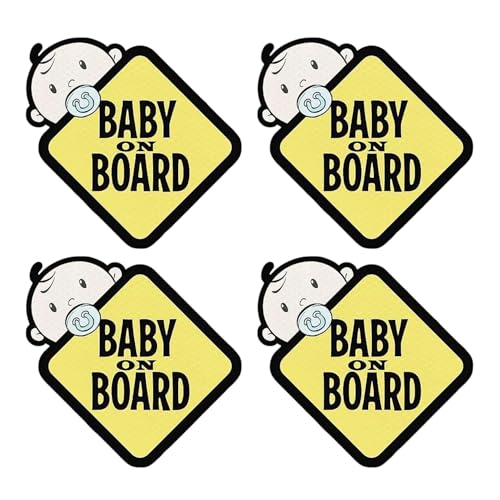 4 Morceaux D'Autocollants Pour Bébés Sur La Voiture, Panneaux D'Avertissement De Sécurité, Autocollants Réfléchissants Imperméables, Accessoires...