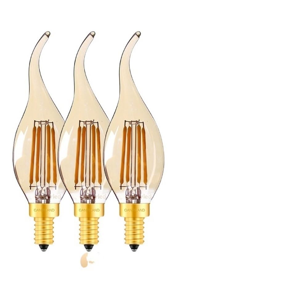 Beleuchtung, 20 Stück, LED-Kerzen-Glühbirne, AC220V, E14, 4 W, dimmbar, C35T, Retro-Bernstein-Kronleuchter-Lampen-Lichtquelle
