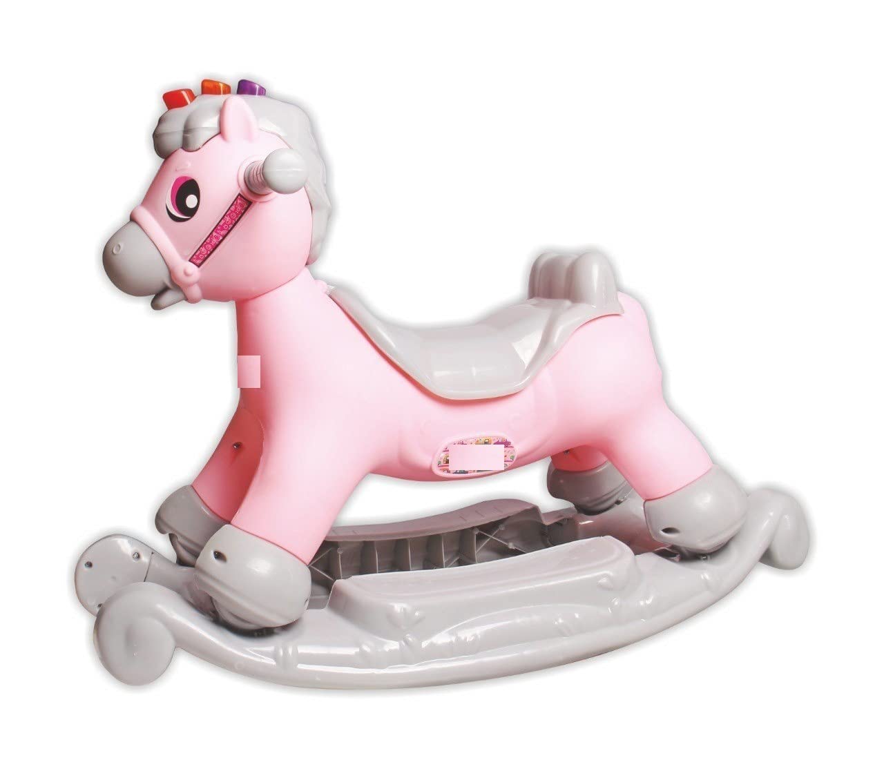 Guun International Rocking Riding Horse, 2 in 1 Multi-Functions Music & Light Educational Ponny Push Horse Rider Toddlers Ride on Pony Gift Toys for 18 Months to 2 Years Baby Boy & Baby Girl (Pink)