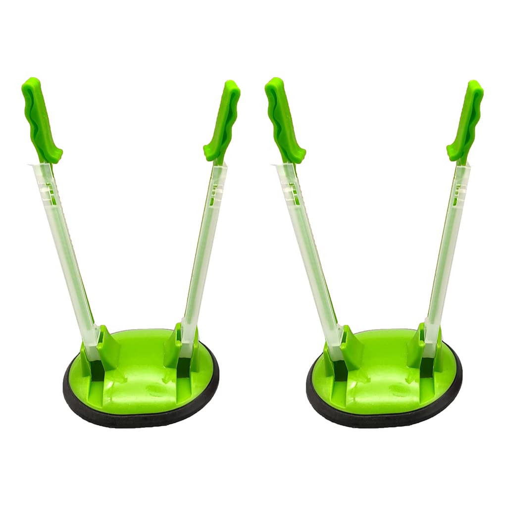 Wdfnexalai Pack of 2 Food Storage Prep Bag Rack Holder Adjustable Plastic Anti-slip Reusable Sandwich Bags Hands-free Stand Kit Clamp Green