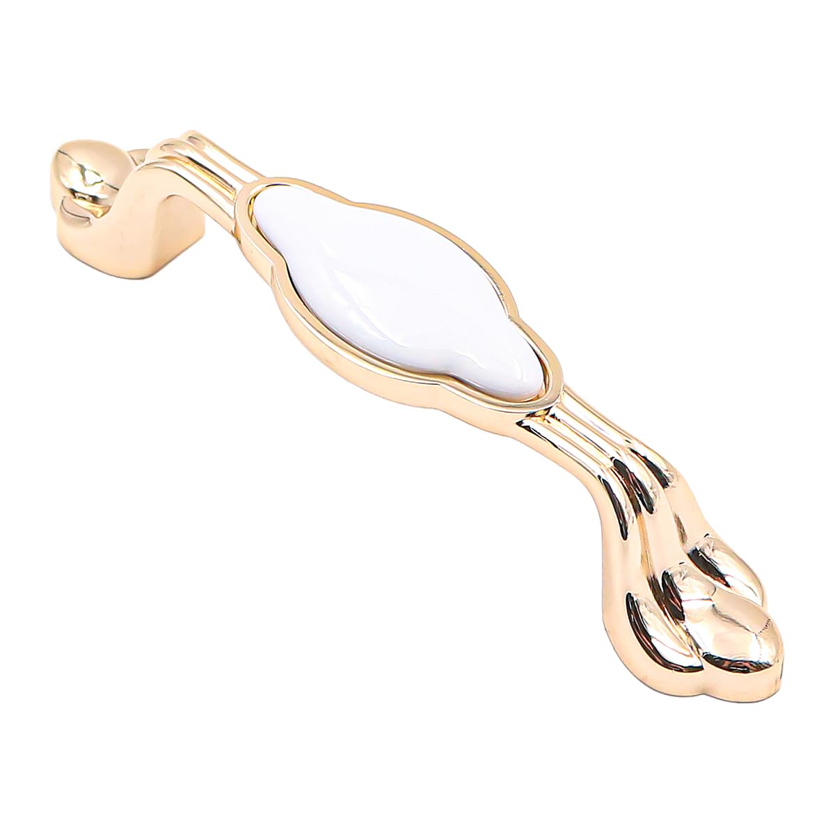 ZONADAH Set of 4 Cabinet Handles, Hole Distance 96mm, Total 137mm, White Ceramics & Gold Plated Cabinet Pull Handles - Image 2