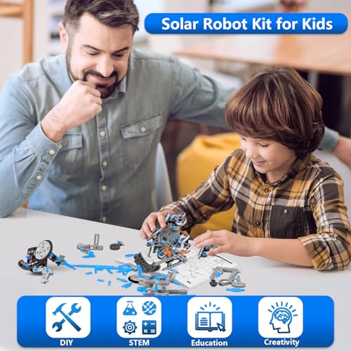 13-in-1 solar robot toys for ages 8 9 10 11 12 year old boys girls stem science kits for kids age 8-12 building experiments robotics kit stem projects for kid christmas birthday gifts gray
