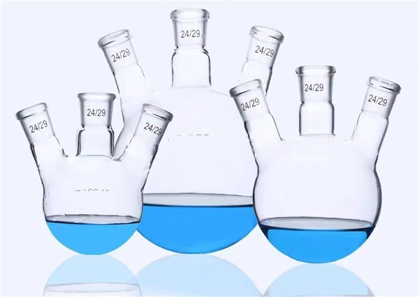 Erlenmeyerkolben aus Glas, Messkolben, Destillationskolben, Laborglaswaren, Dreisitzerkolben, abgeschrägte Öffnung, gerade Öffnung, Laborausrüstung, Glasdestillation, Glas(50ml 24x3)