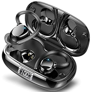 WUYI Bluetooth 5.3 Kopfhörer Sport, In Ear Kopfhörer Kabellos Stereo mit HD Mic, 48 Std Spielzeit mit Ladekoffer LED Anzeige, Tiefer Bass, IP7 wasserdichte Lauf Kopfhörer mit Ohrhaken für Sport
