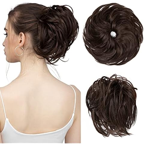 SARLA Messy Bun Hair Pieces for Women Thick Hair Buns Hairpieces Wavy Stright Fake Hair Scrunchies Chignon Ponytail Hair Accessories Cover
