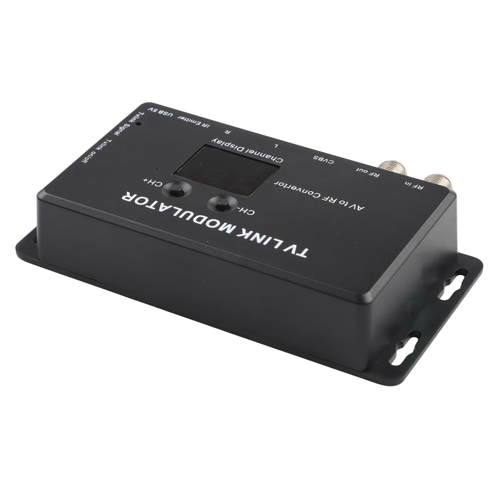 TM70 UHF TV Link Modulatore AV a RF Converter con display canale, uscita regolabile PAL/NTSC nero