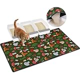 Bienbee Cat Litter Mat, 46'x27' Jumbo Litter Mat Double Layer Litter Trapping Mat,Reduces Tracking and Keeps Floors Clean, Jungle Mushroom XL