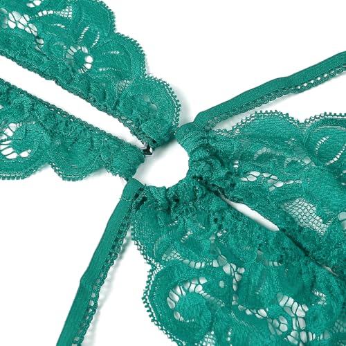 Image of Donnalla Women's Deep V Lace Teddy One Piece Lingerie Cutout Strappy Lingerie