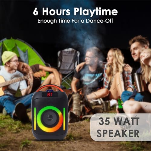 Image of Krisons Krx-Boom 35W Multi-Media Bluetooth Party Speaker with Wireless Mic for Karaoke,2400 MAH Battery, Digital Display,RGB Lights, USB, SD Card, FM Radio,Auto TWS Function