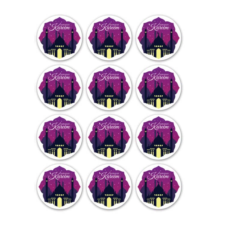 Autocollants Ramadan Kareem violets pour réussir facilement toutes vos décos de fête de l'Aïd