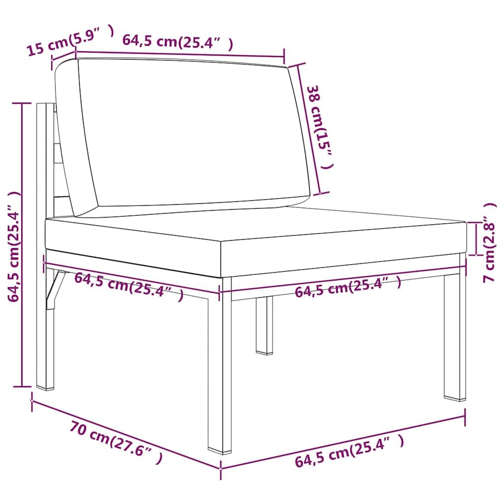 Modułowy aluminiowy zestaw ogrodowy z poduszkami antracyt 60 cm
