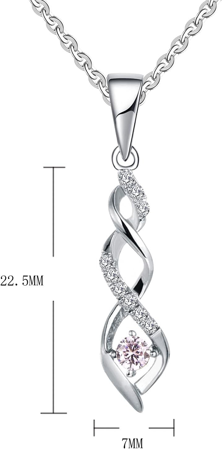 JO WISDOM 925 Sterling Silver Infinity Heart Pendant Necklaces with AAA Cubic Zirconia