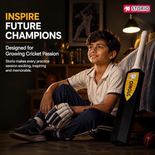 Image of Storio Full Size Cricket Bat, HDPE Plastic Construction, Lightweight Design with Vibration Control, Shock Absorption, Practice Bat for All Skill Levels