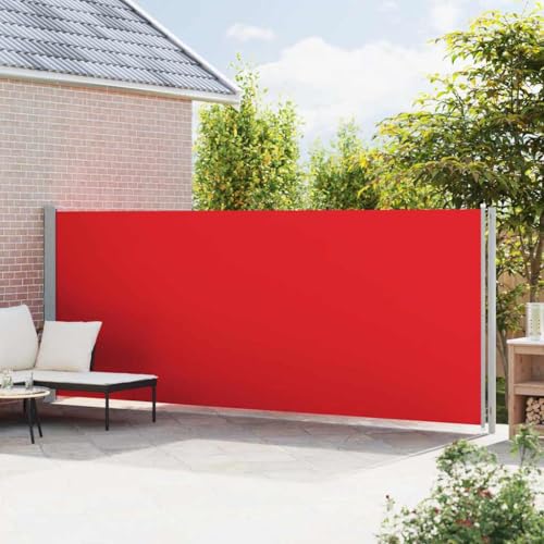 Store latéral élégant rouge en polyester et acier 180x600 cm