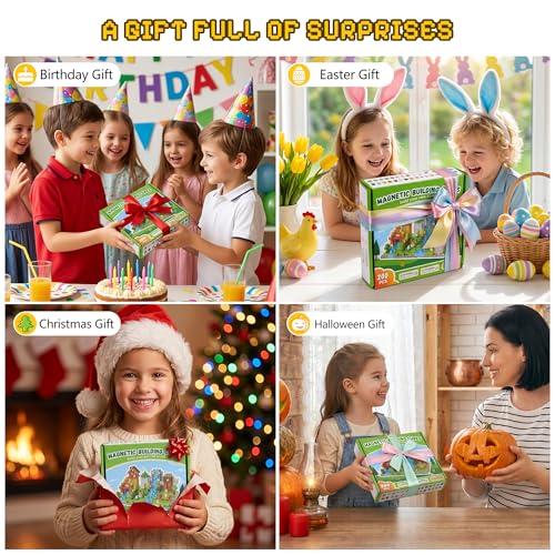 Fitrobust 200PCS Magnetic Building Blocks Set, Magnetic Tiles Kids Build Cubes STEM Game Toys, Build Forest World Set, Christmas Birthday Gifts for Boys & Girls Age 3 4 5 6 7 8 9 10, 0.78 in Size - Image 8