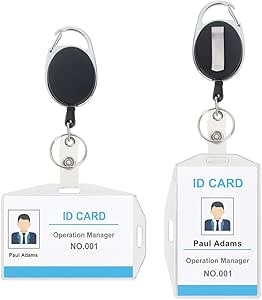 Amazon.com : GOGO 2 Packs Clear Enclosed PC Hard Plastic Badge Holder ...