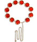 Cafele Raven Belt Raven Cosplay Costume Red Gem Belt Metal Stone Jewel Waist Chains Adjustable Accessories for Women (Red)