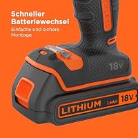 BLACK+DECKER Akku-Bohrhammer mit 18 V und bürstenlosem 2-Gang-Antrieb, 28.000 1/min, 52 Nm Drehmoment, mit 2 x 1,5-Ah-Akkus, Ladegerät und Kitbox, BL188KB-QW – Ansicht 8