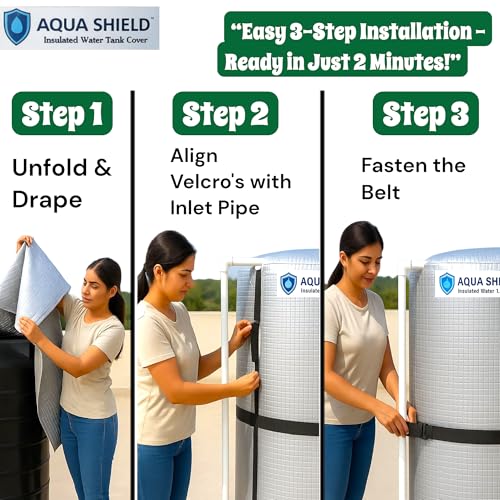 Image of 500 Litre Aqua Shield Insulated Water Tank Cover | Dual-Layer Thermal Protection | Keeps Water Cool in Summer & Warm in Winter | Prevents Algae, UV Damage & Dirt | Fits 500L Plastic Tanks