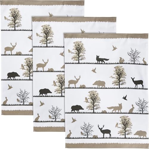 Erwin Müller Geschirrtuch 3er-Pack Baumwolle Waldtiere Größe 50x70...