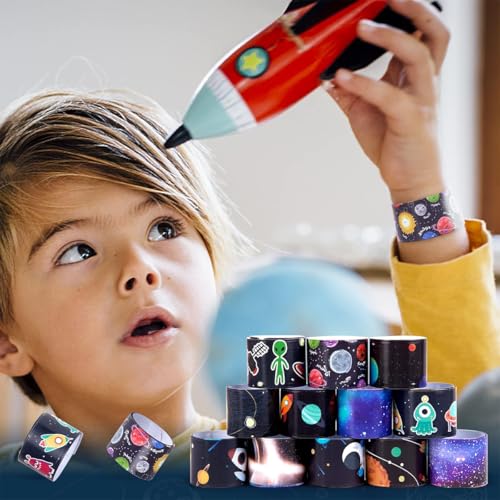 Image of 12PCS Space Slap Bracelets for Kids, Galaxy Party Favor Wristbands | 12PCS Space Slap Bracelets with Galaxy and Astronaut Designs, Perfect Party Favors for Kids