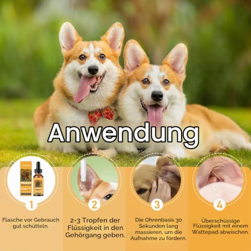 OPEIXSAYKOC Ohrentropfen für Hunde 60ml, Ohrentropfen Hund Entzündung, OhrentropfenHund
