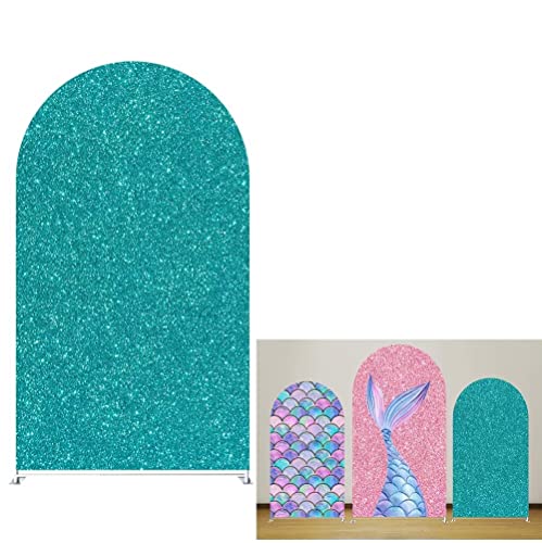 ittsmnt 6ft Arch Backdrop Cover Mermaid Glitter Blue Arched Stand Covers Photography Background for Birthday Parties Banquet Baby Shower Decor Props