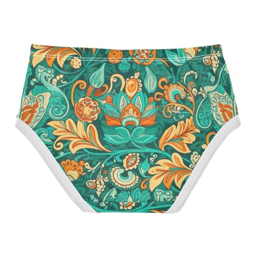 Ornate Floral Blue Leaves Toddler Girls Underwear 2t Cotton Panties Little Girl Colorful Briefs Girls Undies2