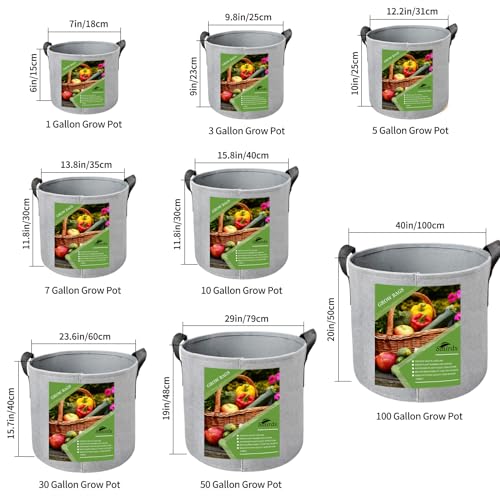 Smirdx 6 Pcs 5 Gallon Grow Bags For Vegetable, Grey Heavy Duty Thickened Nonwoven Fabric Pots With Handles, Durable Breathe Plant Container For Potato, Carrot, Onion, Flower, Indoor And Garden thumb #6