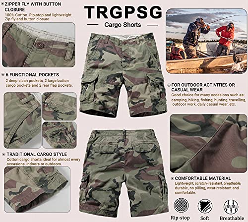 Trgpsg Men's Camo Shorts, Multi-Pocket Relaxed Fit Casual Cargo Shorts, Outdoor Camouflage Twill Work Shorts 11" Inseam(No Belt) 6803 C29 Camo 34 #TOP4