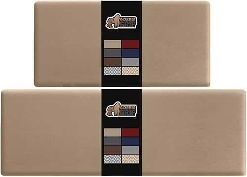 Gorilla Grip Juego de 2 alfombrillas acolchadas antifatiga para cocina, ergonómicas de pie para oficina, alfombras de espuma viscoelástica